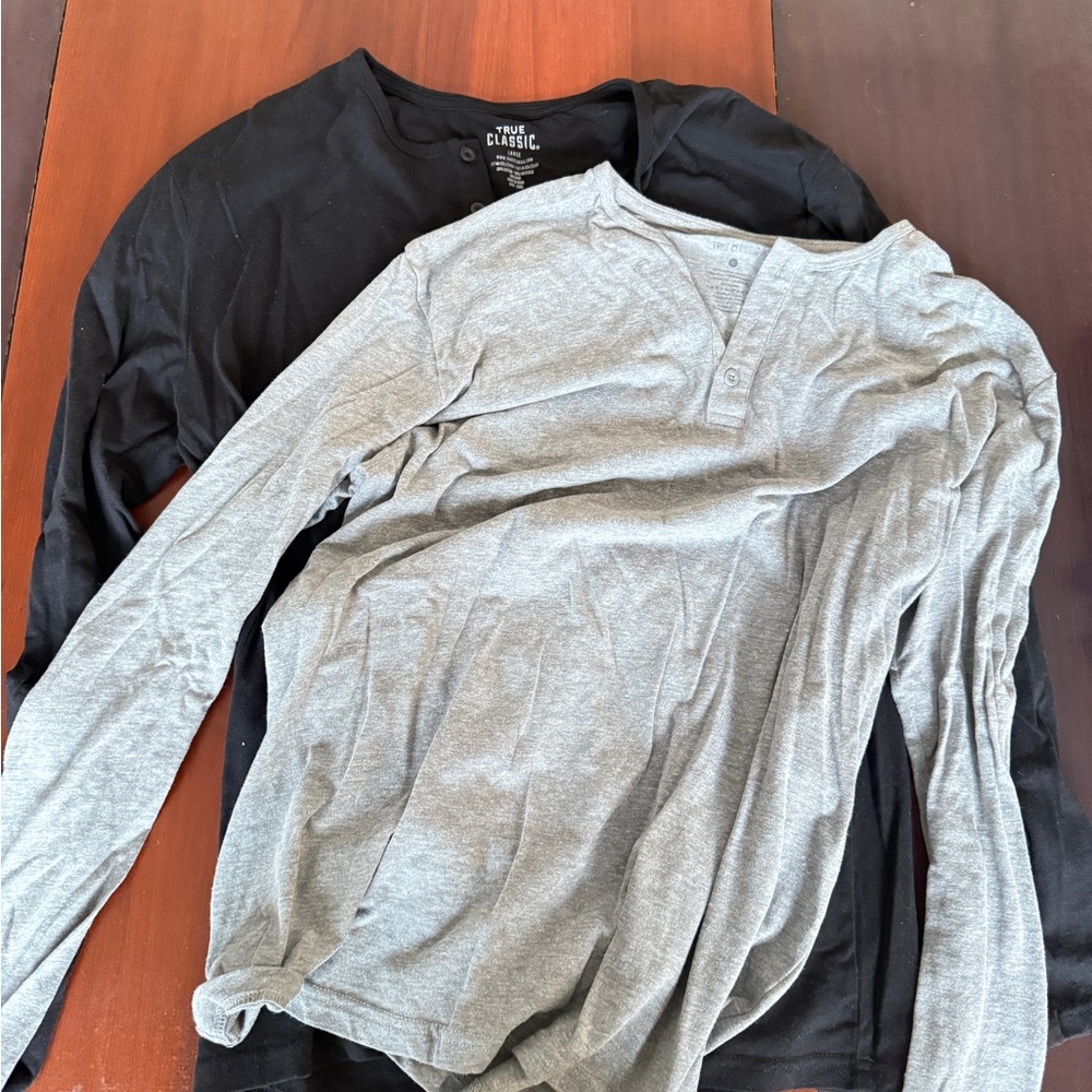 Men's Black and Gray True Classic Henley Shirts